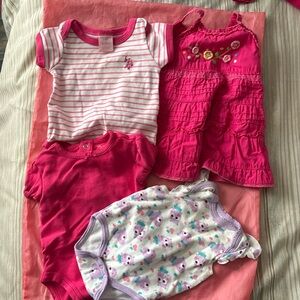 4 pieces of summer baby girl 3-6 month clothes.